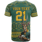 Custom South Africa Rugby Bokke Mascot T Shirt With Flag Style