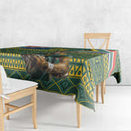Custom South Africa Rugby Bokke Mascot Tablecloth With Flag Style