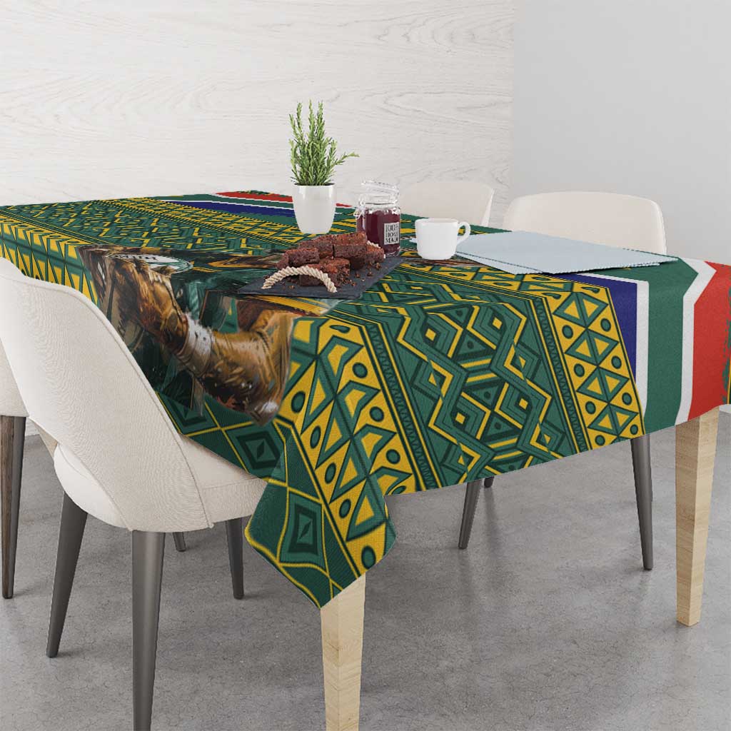 Custom South Africa Rugby Bokke Mascot Tablecloth With Flag Style