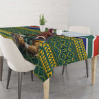 Custom South Africa Rugby Bokke Mascot Tablecloth With Flag Style
