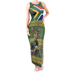 Custom South Africa Rugby Bokke Mascot Tank Maxi Dress With Flag Style