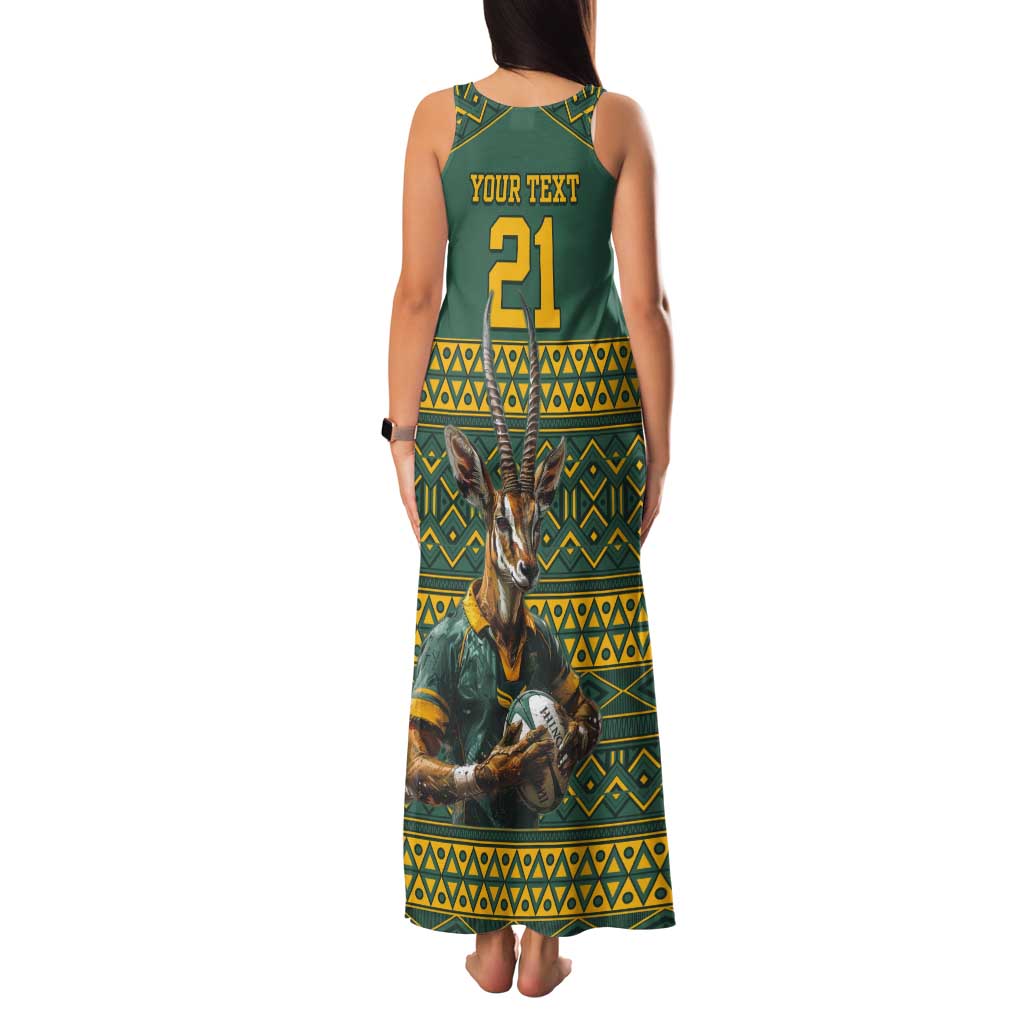 Custom South Africa Rugby Bokke Mascot Tank Maxi Dress With Flag Style