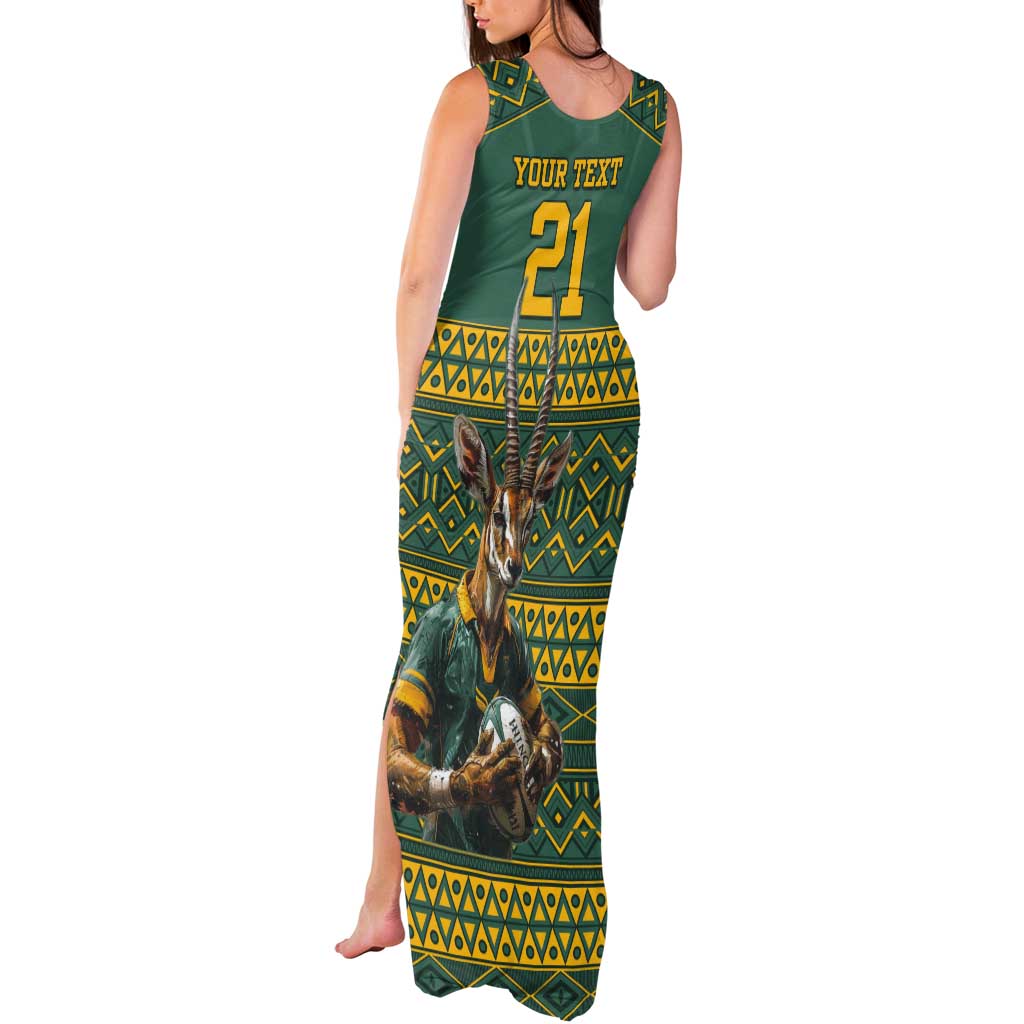 Custom South Africa Rugby Bokke Mascot Tank Maxi Dress With Flag Style