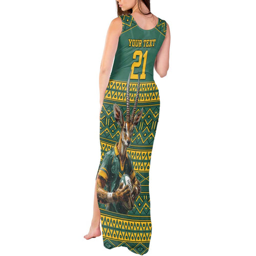 Custom South Africa Rugby Bokke Mascot Tank Maxi Dress With Flag Style