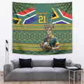 Custom South Africa Rugby Bokke Mascot Tapestry With Flag Style