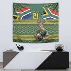 Custom South Africa Rugby Bokke Mascot Tapestry With Flag Style