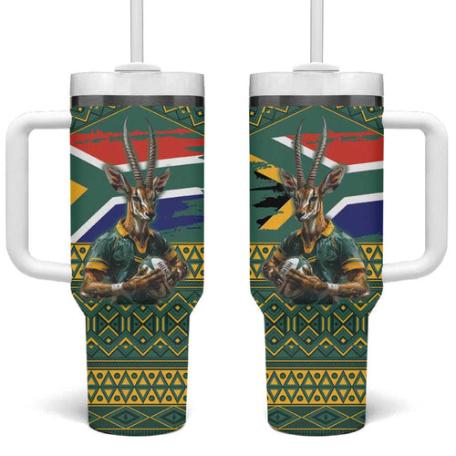 Custom South Africa Rugby Bokke Mascot Tumbler With Handle With Flag Style