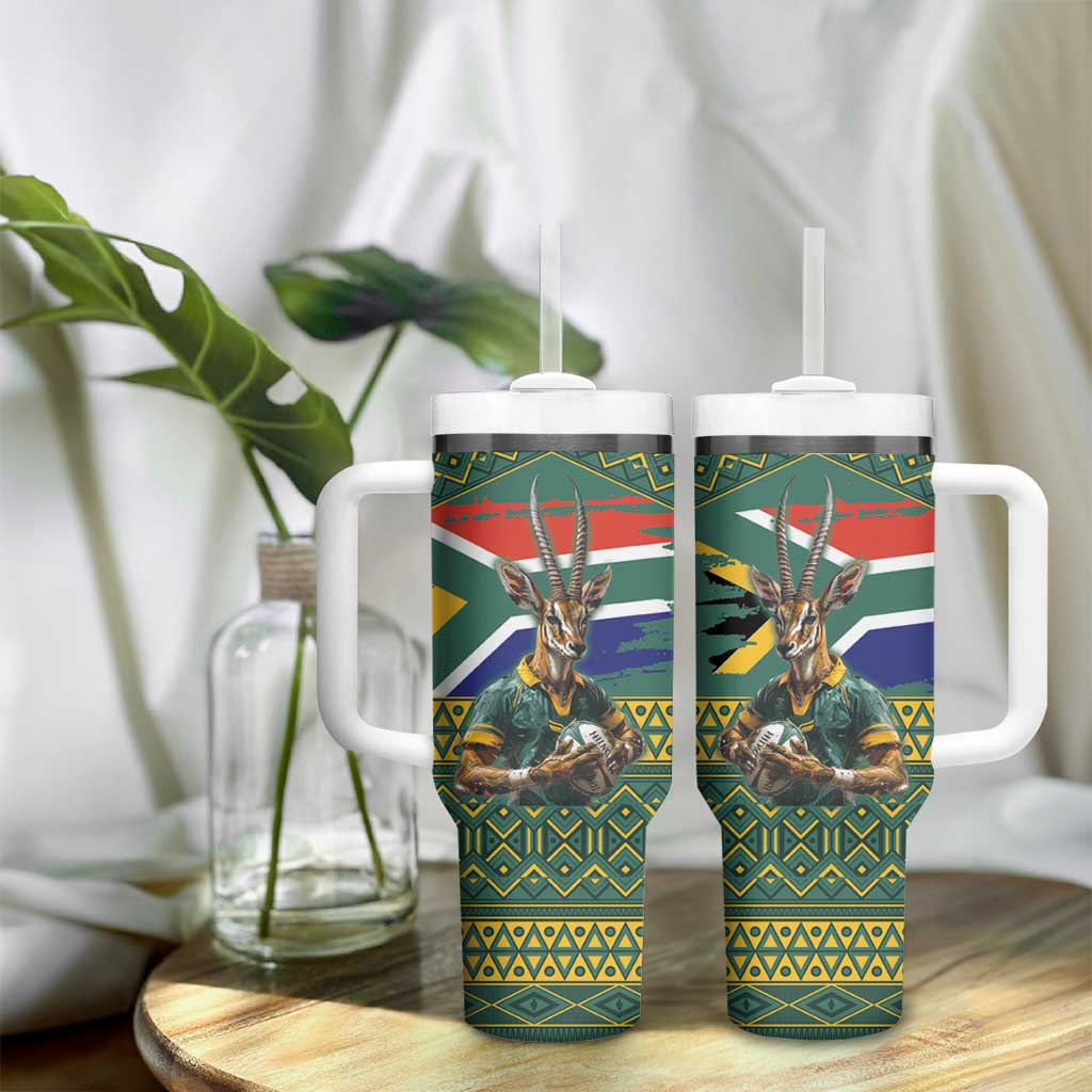 Custom South Africa Rugby Bokke Mascot Tumbler With Handle With Flag Style