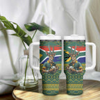 Custom South Africa Rugby Bokke Mascot Tumbler With Handle With Flag Style