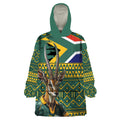 Custom South Africa Rugby Bokke Mascot Wearable Blanket Hoodie With Flag Style