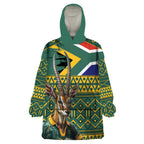 Custom South Africa Rugby Bokke Mascot Wearable Blanket Hoodie With Flag Style