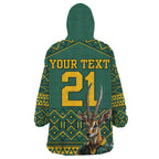 Custom South Africa Rugby Bokke Mascot Wearable Blanket Hoodie With Flag Style