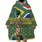 Custom South Africa Rugby Bokke Mascot Wearable Blanket Hoodie With Flag Style