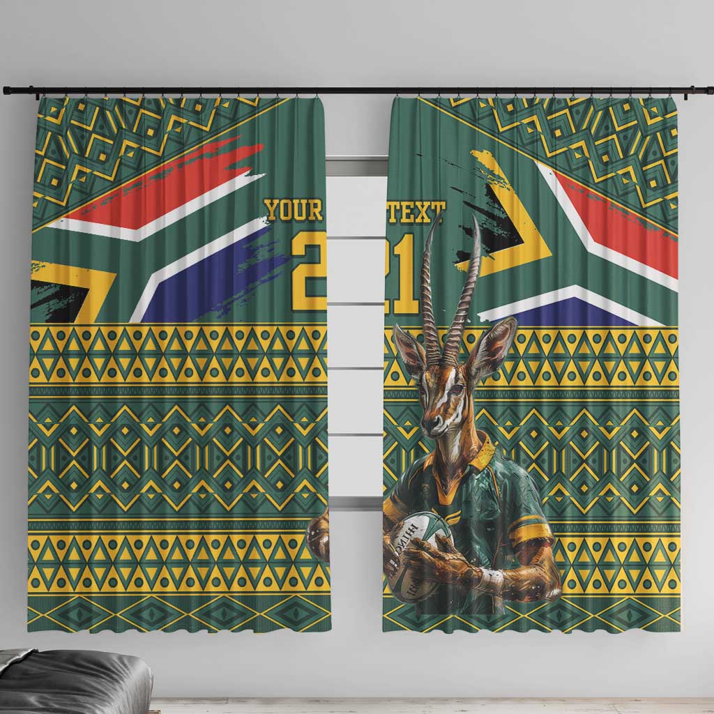 Custom South Africa Rugby Bokke Mascot Window Curtain With Flag Style