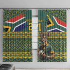 Custom South Africa Rugby Bokke Mascot Window Curtain With Flag Style
