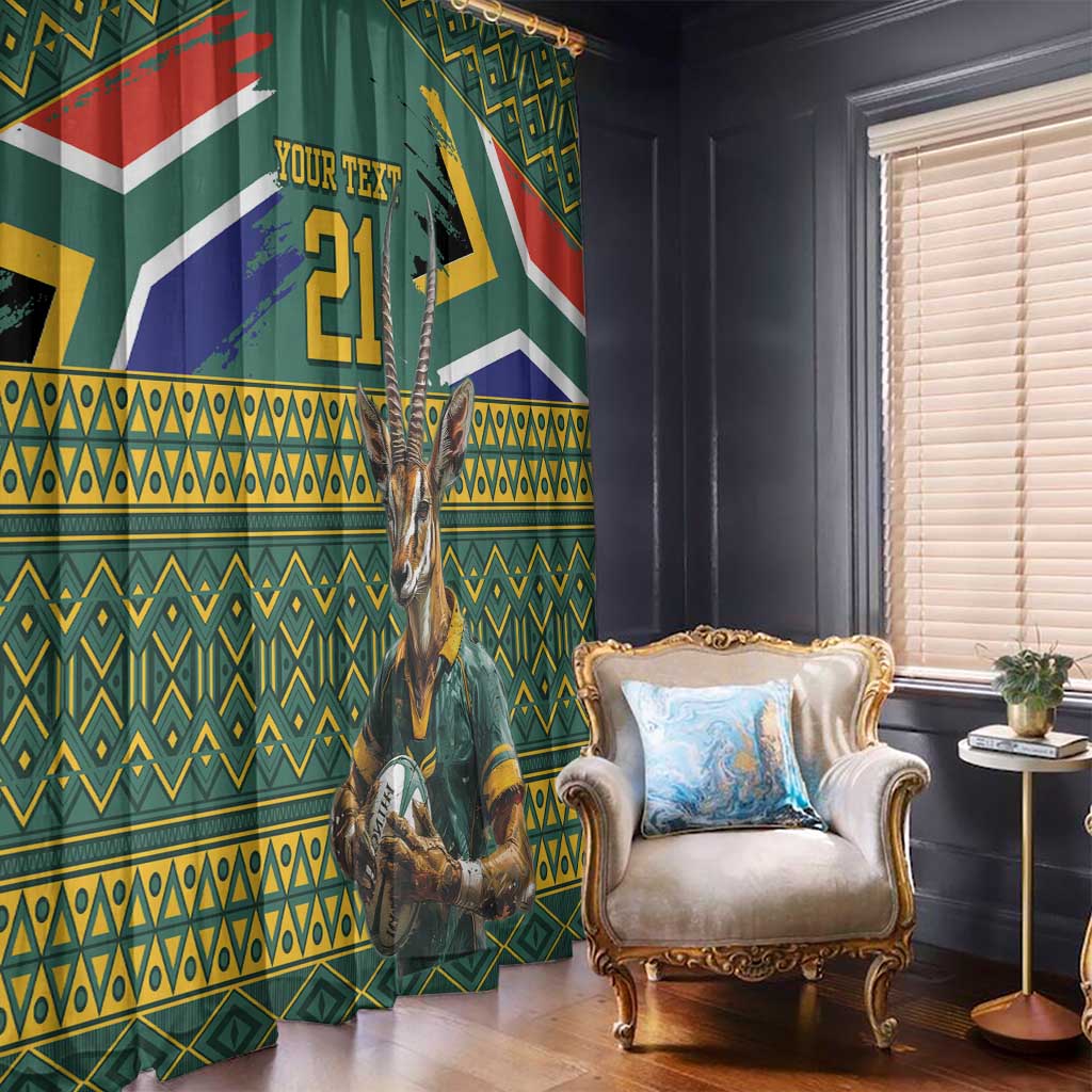 Custom South Africa Rugby Bokke Mascot Window Curtain With Flag Style
