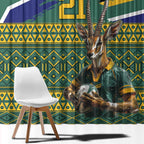Custom South Africa Rugby Bokke Mascot Window Curtain With Flag Style