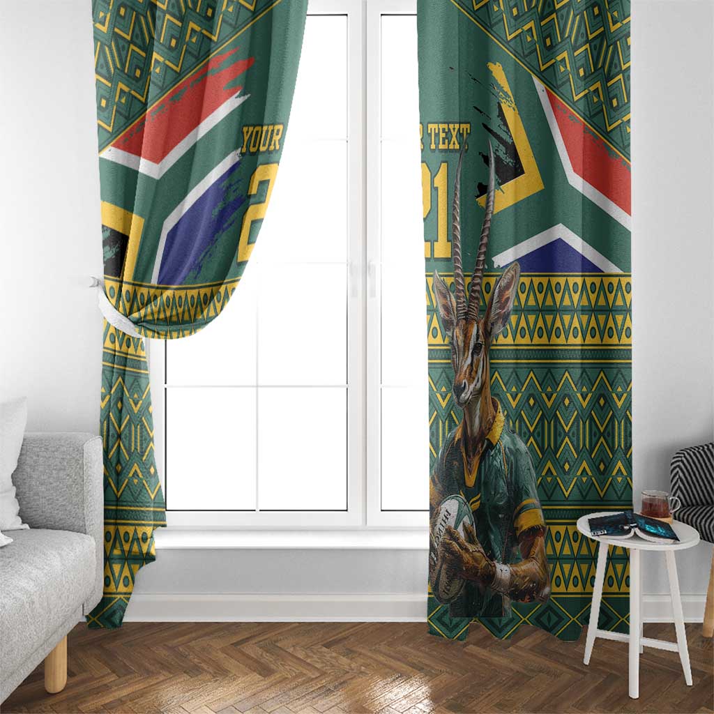 Custom South Africa Rugby Bokke Mascot Window Curtain With Flag Style