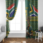 Custom South Africa Rugby Bokke Mascot Window Curtain With Flag Style