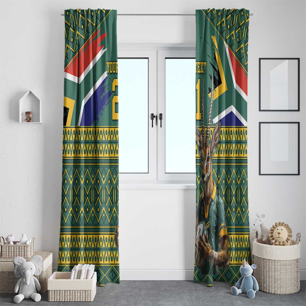 Custom South Africa Rugby Bokke Mascot Window Curtain With Flag Style