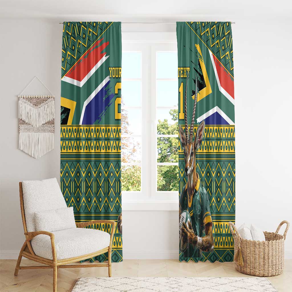Custom South Africa Rugby Bokke Mascot Window Curtain With Flag Style