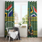 Custom South Africa Rugby Bokke Mascot Window Curtain With Flag Style
