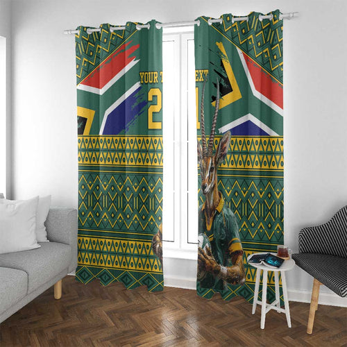 Custom South Africa Rugby Bokke Mascot Window Curtain With Flag Style