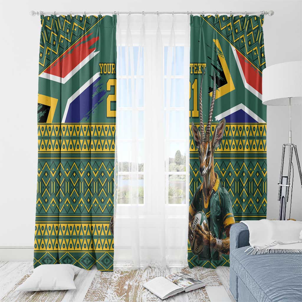 Custom South Africa Rugby Bokke Mascot Window Curtain With Flag Style