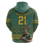 Custom South Africa Rugby Bokke Mascot Zip Hoodie With Flag Style