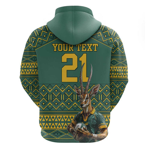 Custom South Africa Rugby Bokke Mascot Zip Hoodie With Flag Style