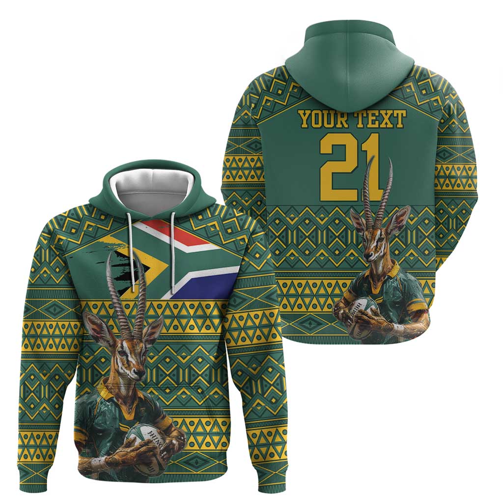 Custom South Africa Rugby Bokke Mascot Zip Hoodie With Flag Style