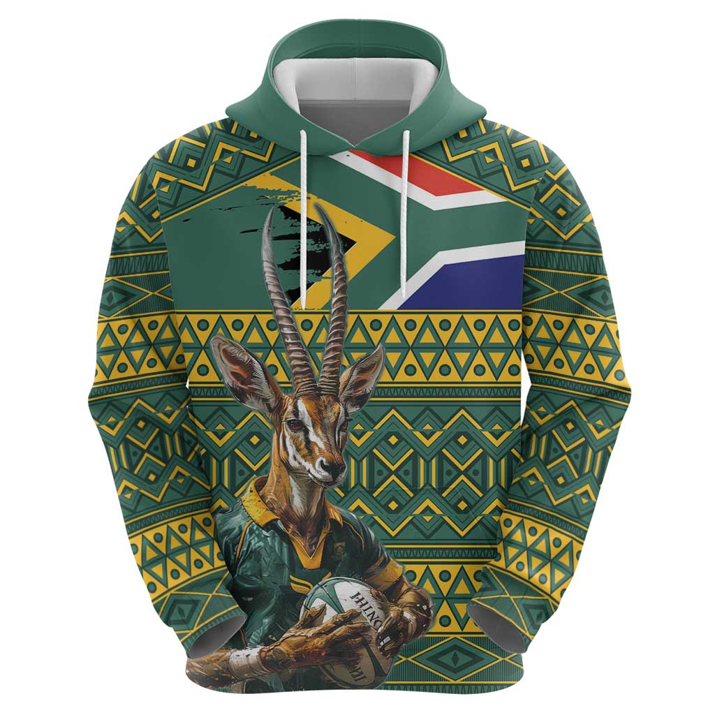 Custom South Africa Rugby Bokke Mascot Zip Hoodie With Flag Style