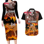 save-wildlife-australia-couples-matching-long-sleeve-bodycon-dress-and-hawaiian-shirt-bushfire-awareness