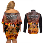 save-wildlife-australia-couples-matching-off-shoulder-short-dress-and-long-sleeve-button-shirt-bushfire-awareness
