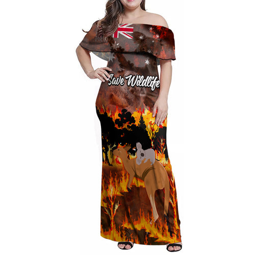 save-wildlife-australia-family-matching-off-shoulder-maxi-dress-and-hawaiian-shirt-bushfire-awareness