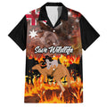 save-wildlife-australia-family-matching-off-shoulder-short-dress-and-hawaiian-shirt-bushfire-awareness