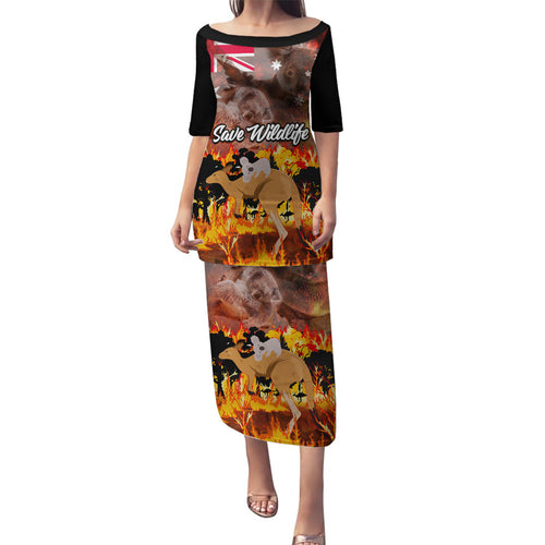 save-wildlife-australia-family-matching-puletasi-dress-and-hawaiian-shirt-bushfire-awareness