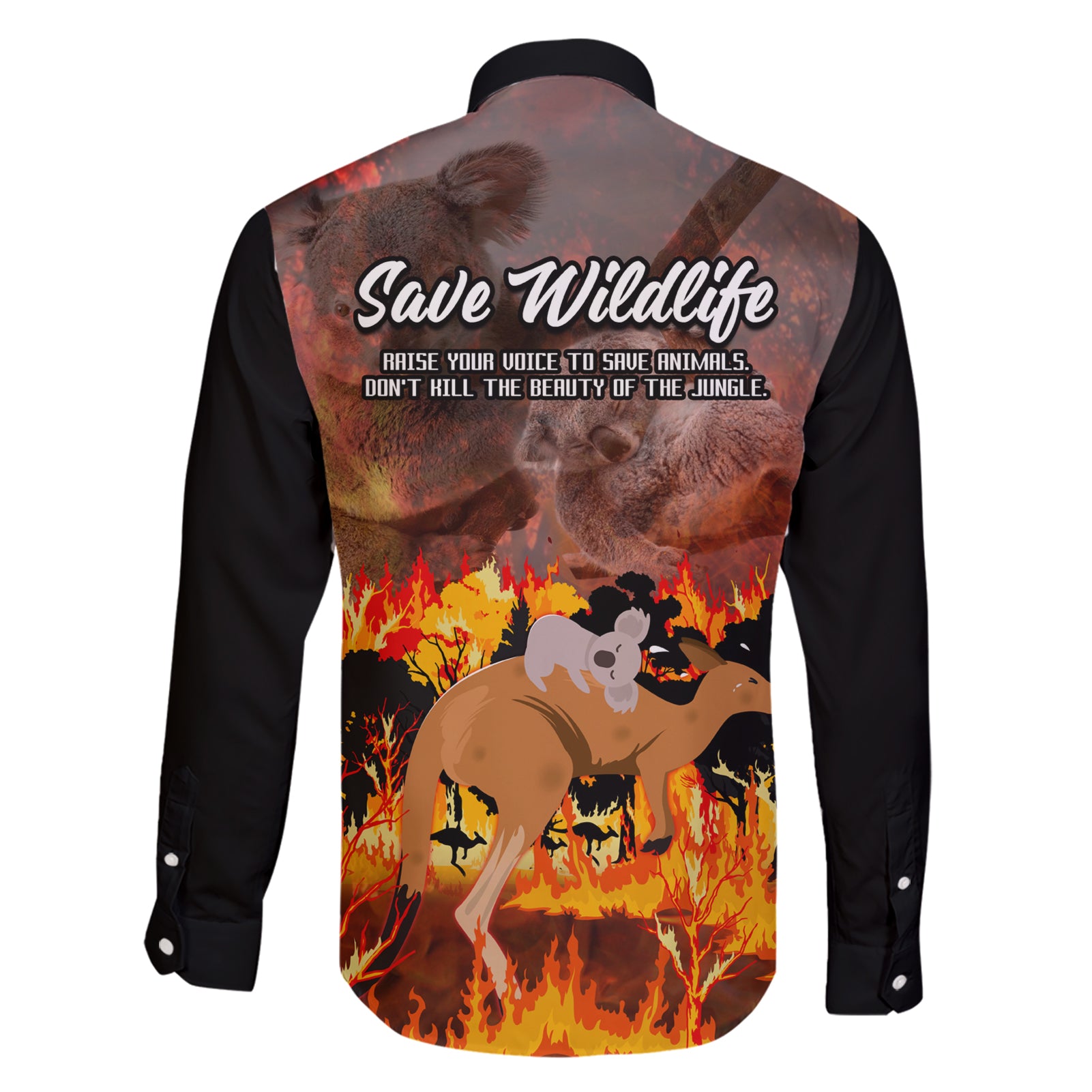 save-wildlife-australia-family-matching-short-sleeve-bodycon-dress-and-hawaiian-shirt-bushfire-awareness