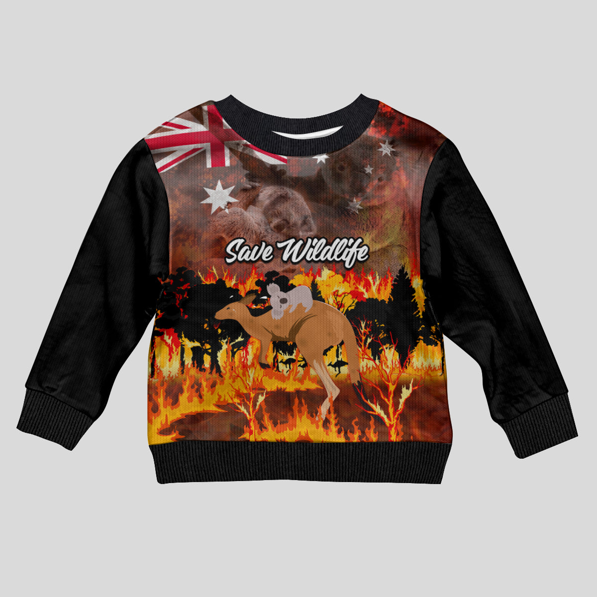 save-wildlife-australia-kid-ugly-christmas-sweater-bushfire-awareness