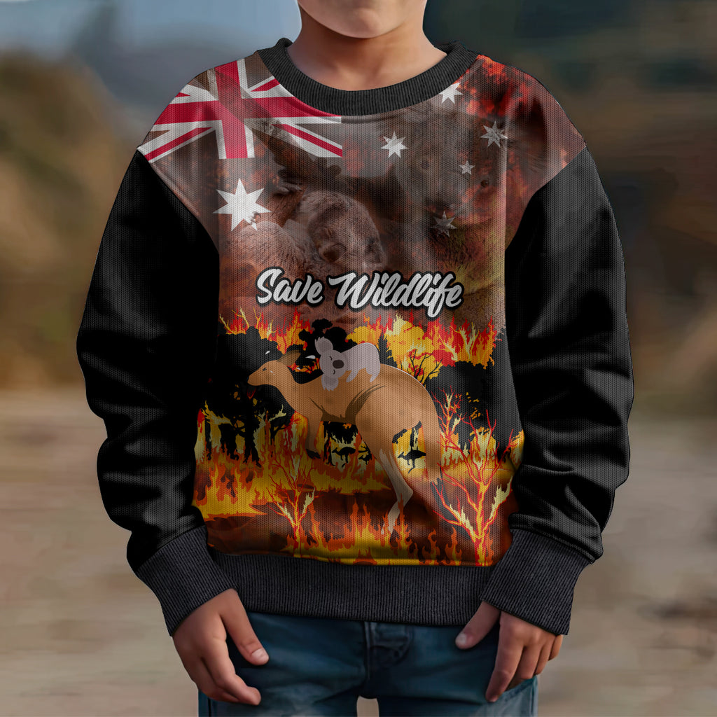 save-wildlife-australia-kid-ugly-christmas-sweater-bushfire-awareness