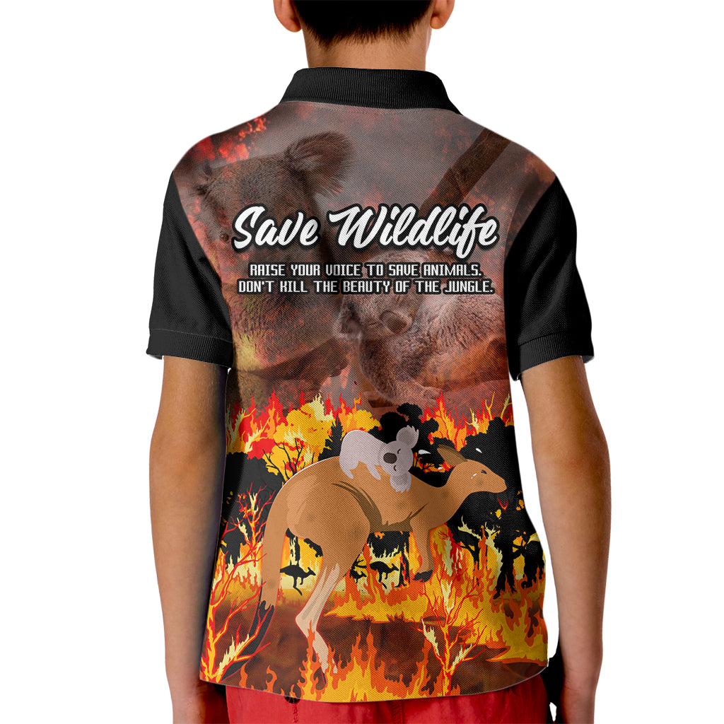 save-wildlife-australia-kid-polo-shirt-bushfire-awareness
