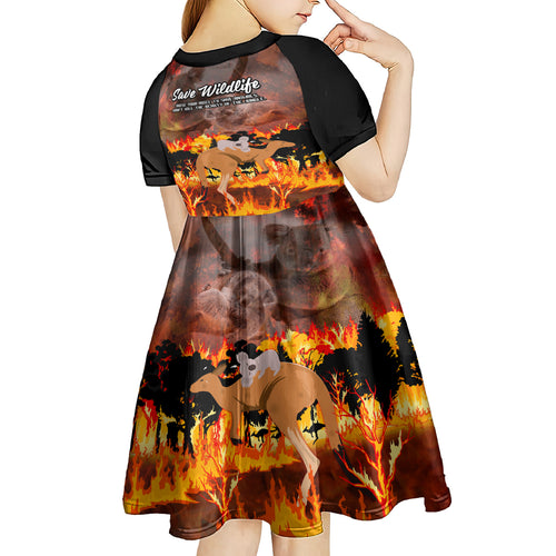 save-wildlife-australia-kid-short-sleeve-dress-bushfire-awareness