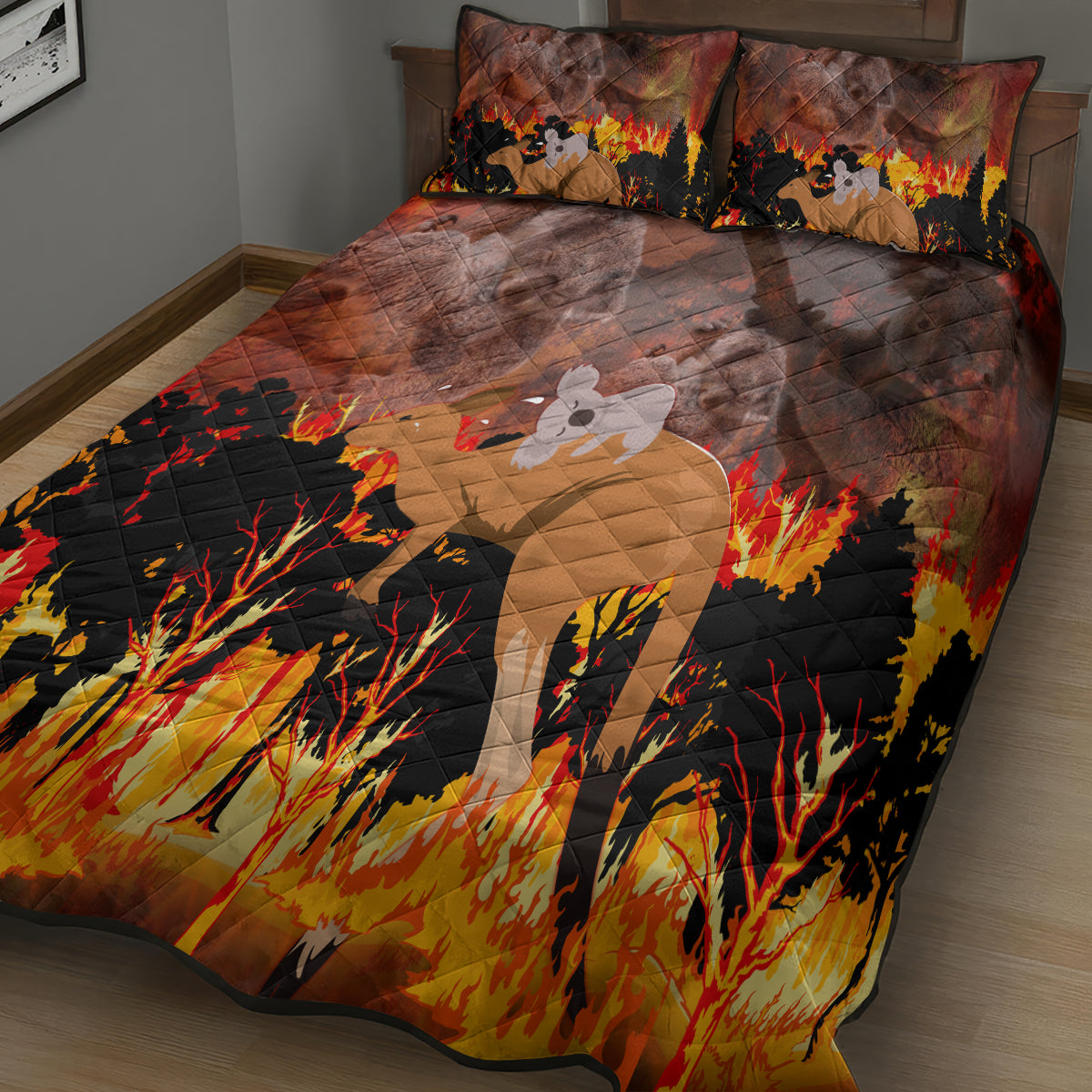 save-wildlife-australia-quilt-bed-set-bushfire-awareness