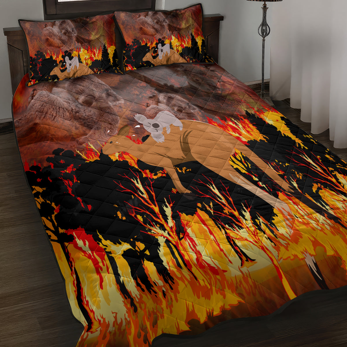 save-wildlife-australia-quilt-bed-set-bushfire-awareness