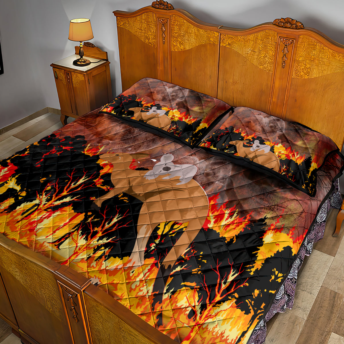 save-wildlife-australia-quilt-bed-set-bushfire-awareness