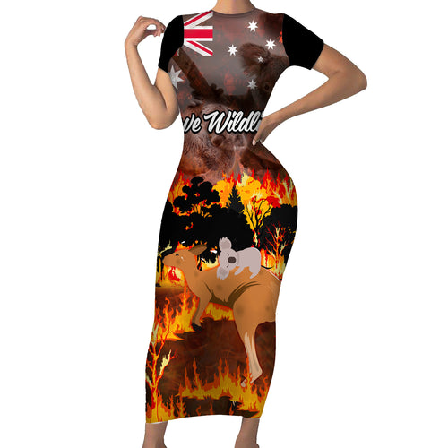 save-wildlife-australia-short-sleeve-bodycon-dress-bushfire-awareness