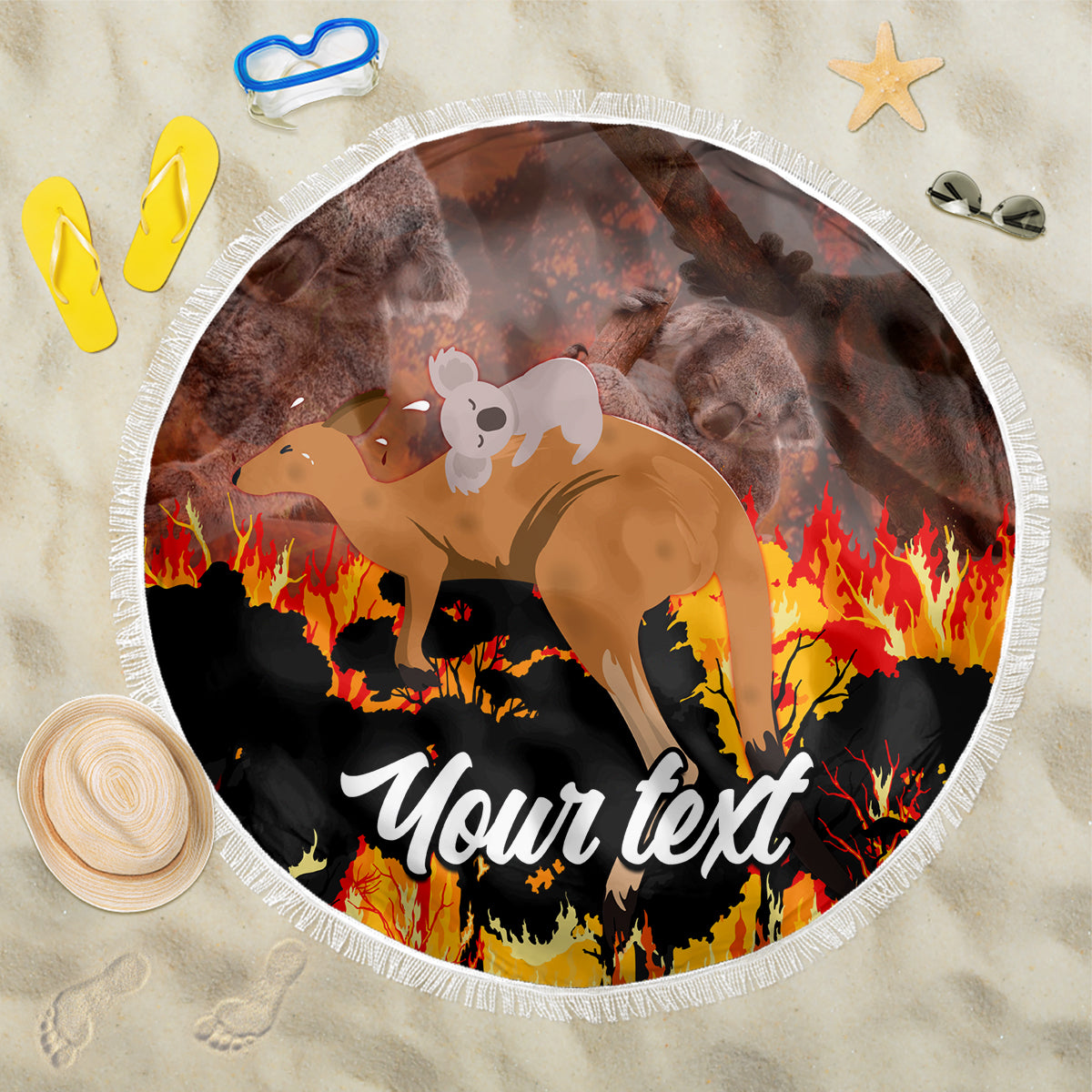 personalised-save-wildlife-australia-beach-blanket-bushfire-awareness