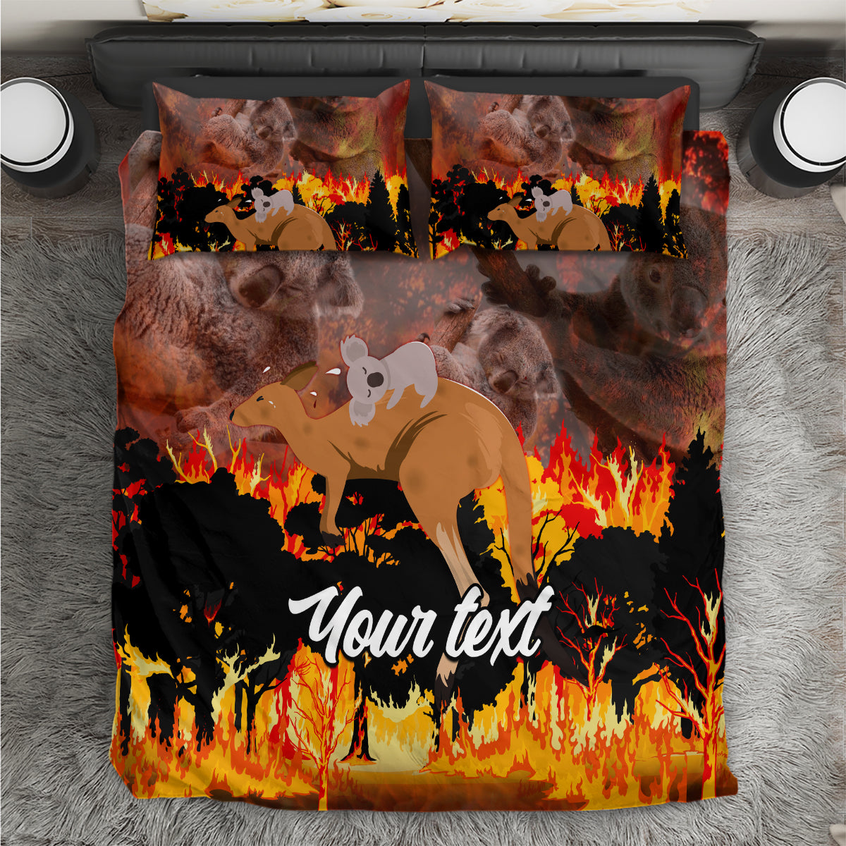 personalised-save-wildlife-australia-bedding-set-bushfire-awareness