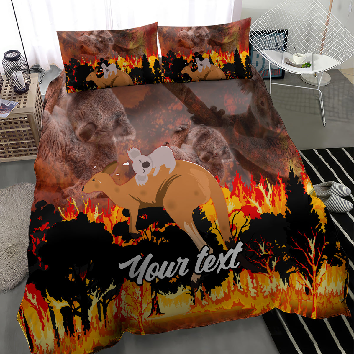 personalised-save-wildlife-australia-bedding-set-bushfire-awareness