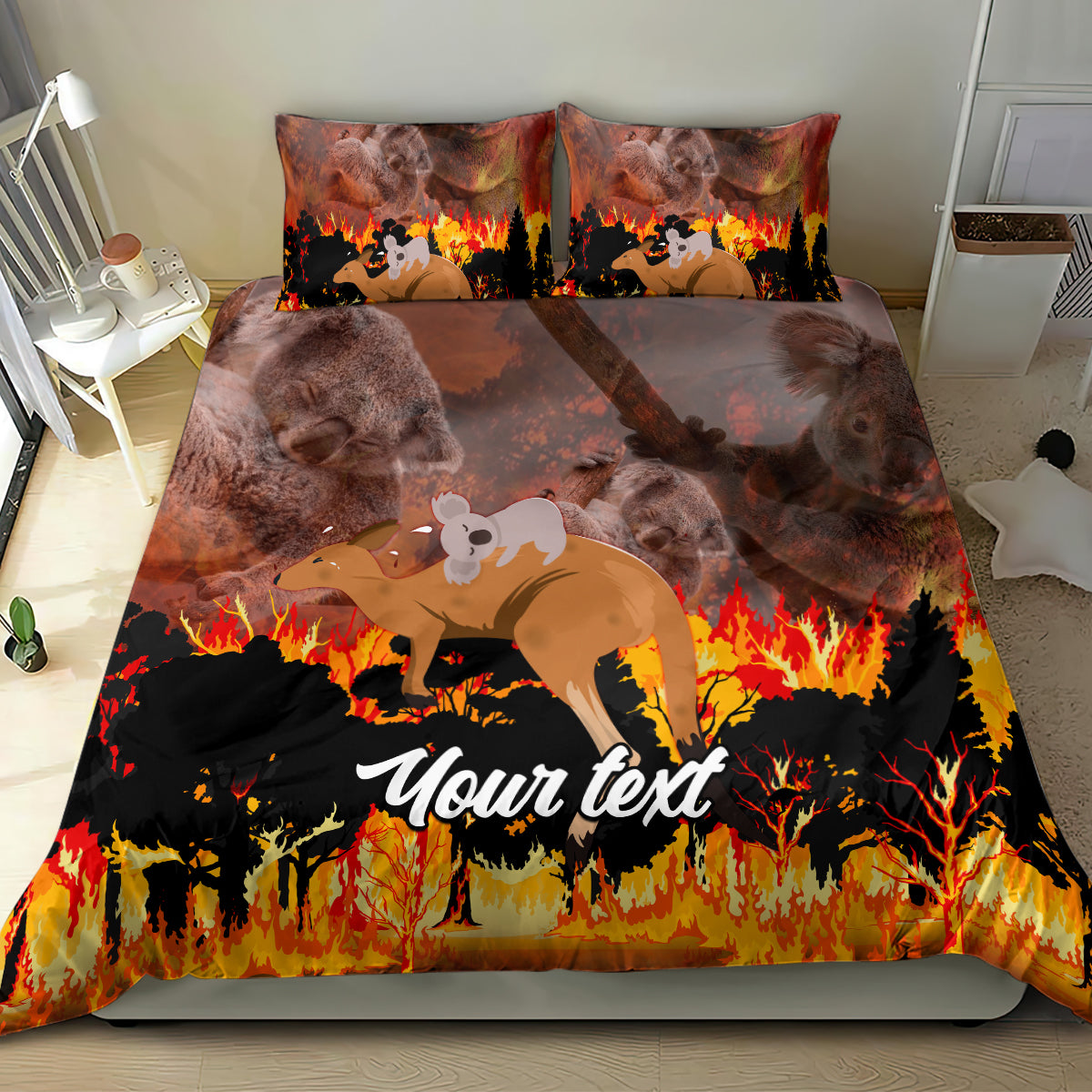 personalised-save-wildlife-australia-bedding-set-bushfire-awareness